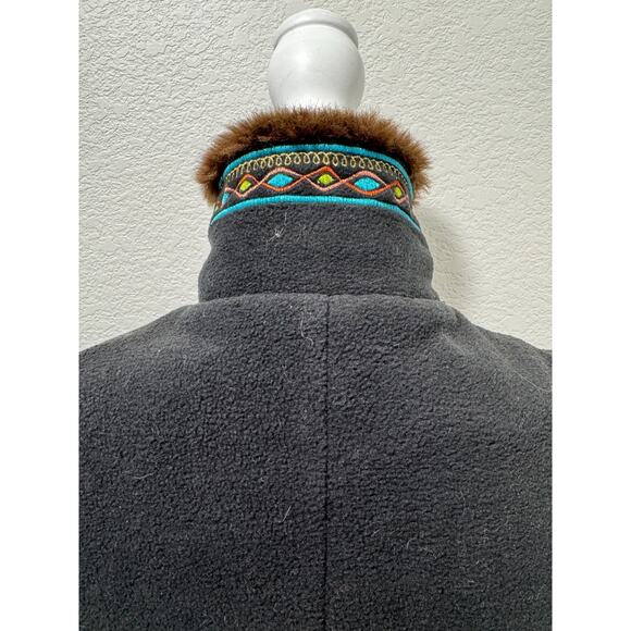 Bob Mackie Wearable Art Embroidered Vest w Faux Fur Collar Size S Zip Womens - Picture 4 of 11